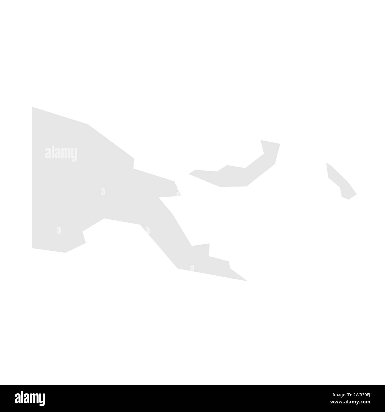 Papua New Guinea country simplified map. Light grey silhouette with sharp corners isolated on white background. Simple vector icon Stock Vector