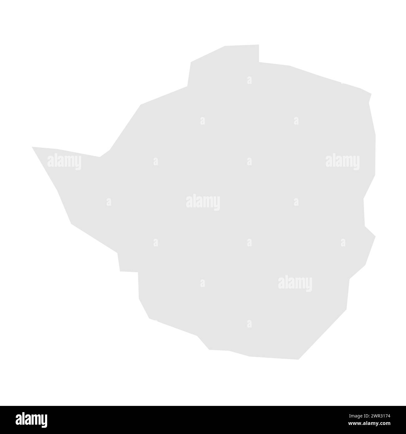 Zimbabwe country simplified map. Light grey silhouette with sharp corners isolated on white background. Simple vector icon Stock Vector