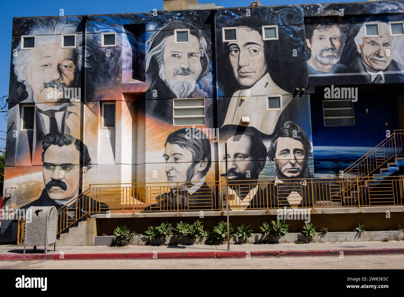 Luminaries of Pantheism mural in Venice Beach, California, USA, street art. Stock Photo