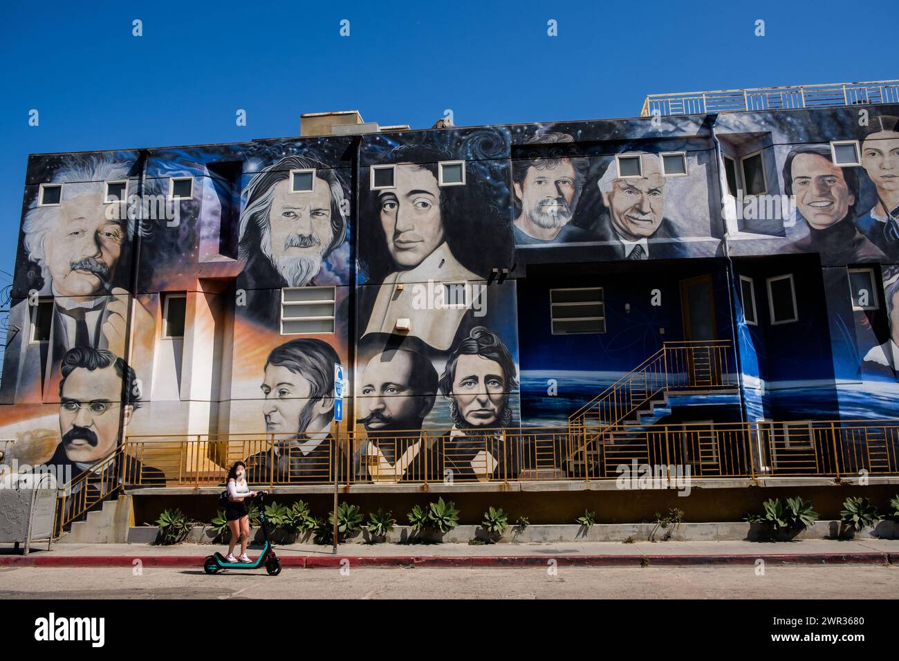 Luminaries of Pantheism mural in Venice Beach, California, USA, street art. Stock Photo