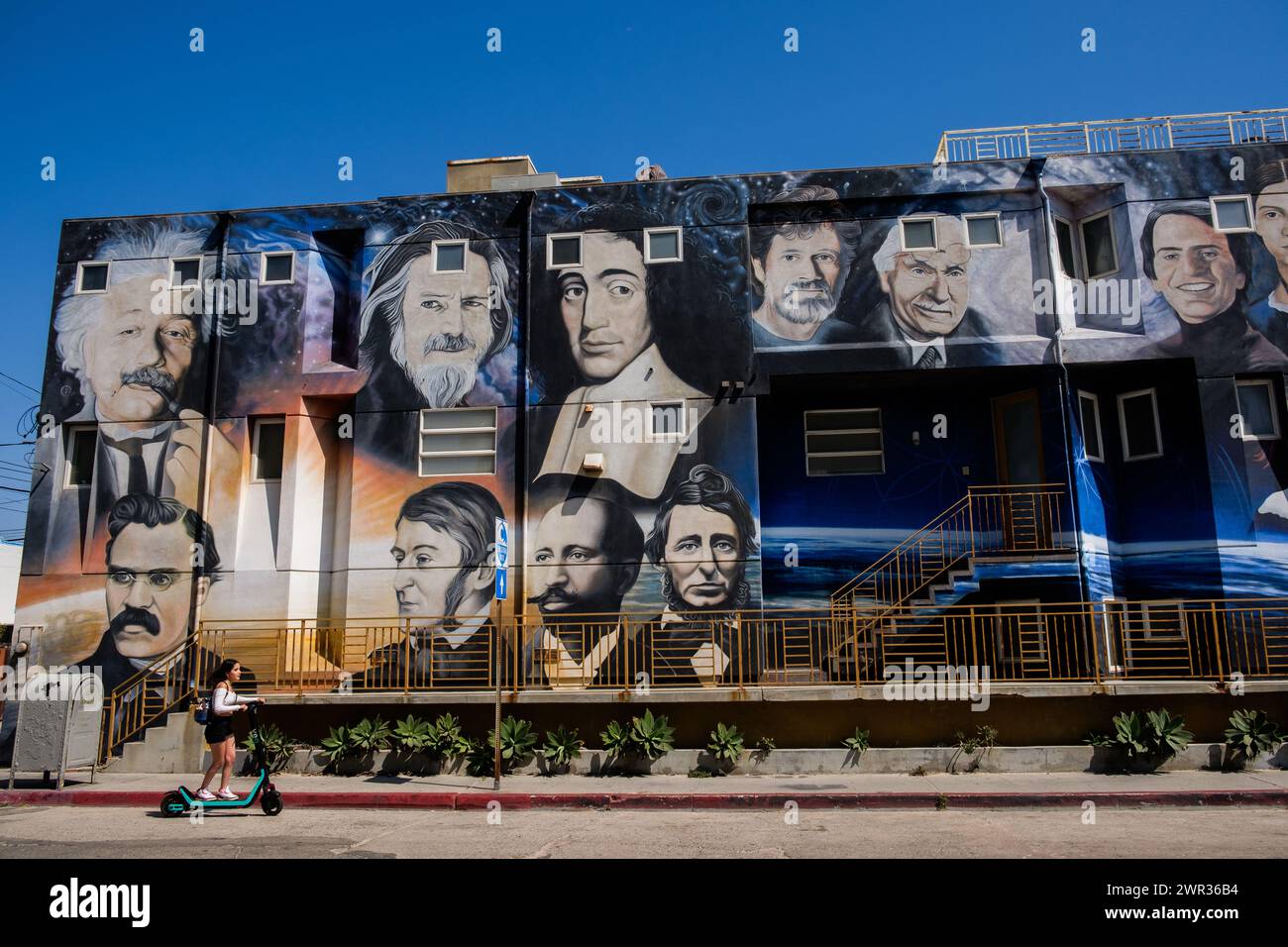 Luminaries of Pantheism mural in Venice Beach, California, USA, street art. Stock Photo