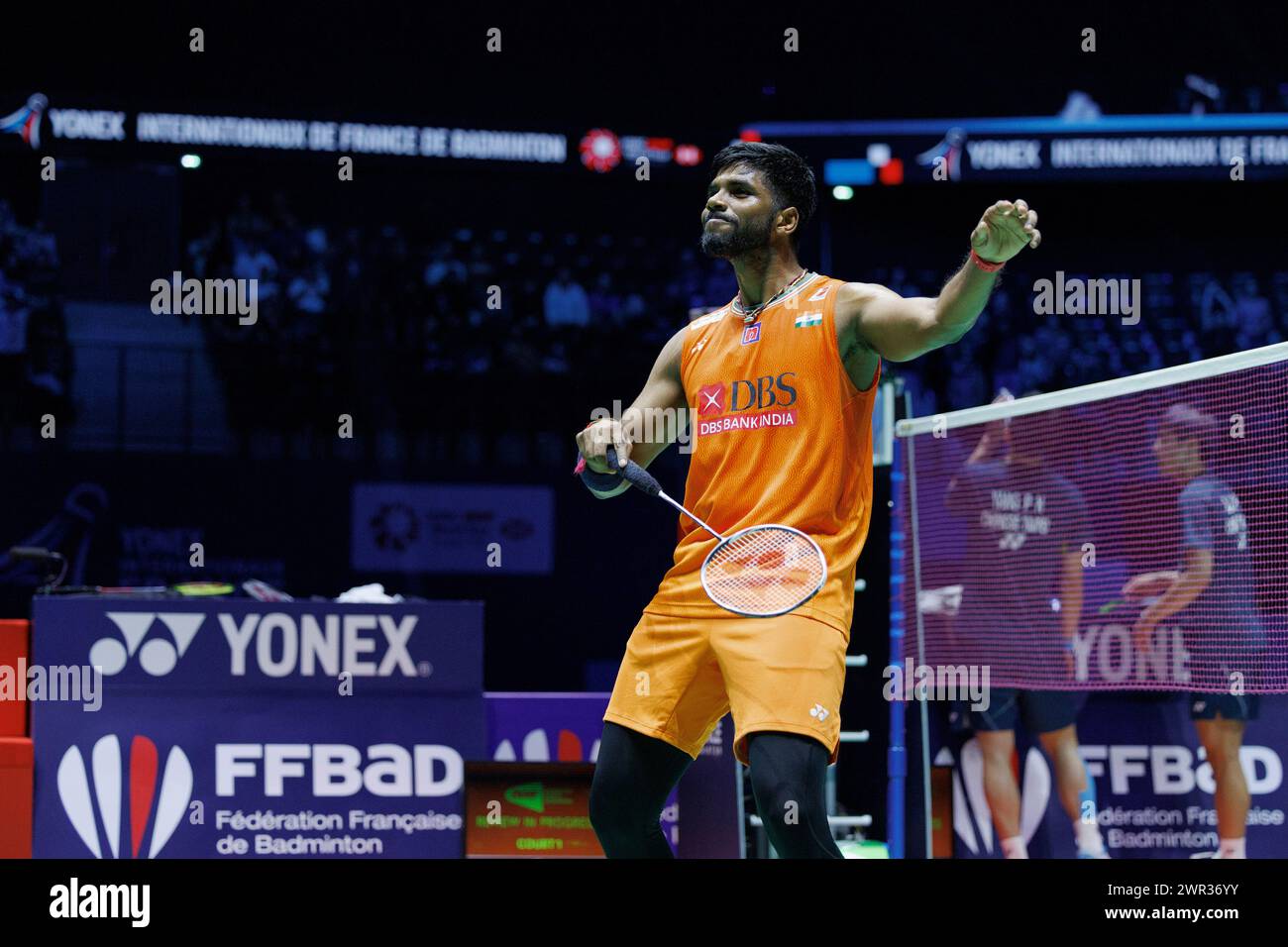 Paris, France. 08th Mar, 2024. Satwiksairaj RANKIREDDY [1](IND) with Chirag SHETTY (IND) won the gold medal at men double category against vs LEE Jhe-Huei (TWN) with YANG Po-Hsuan (TWN) during the Yonex French Open 2024, Internationaux de France de Badminton, HSBC BWF World Tour Super 750 on March 10, 2024 at Adidas Arena in Paris, France - Photo Stephane Allaman/DPPI Credit: DPPI Media/Alamy Live News Stock Photo