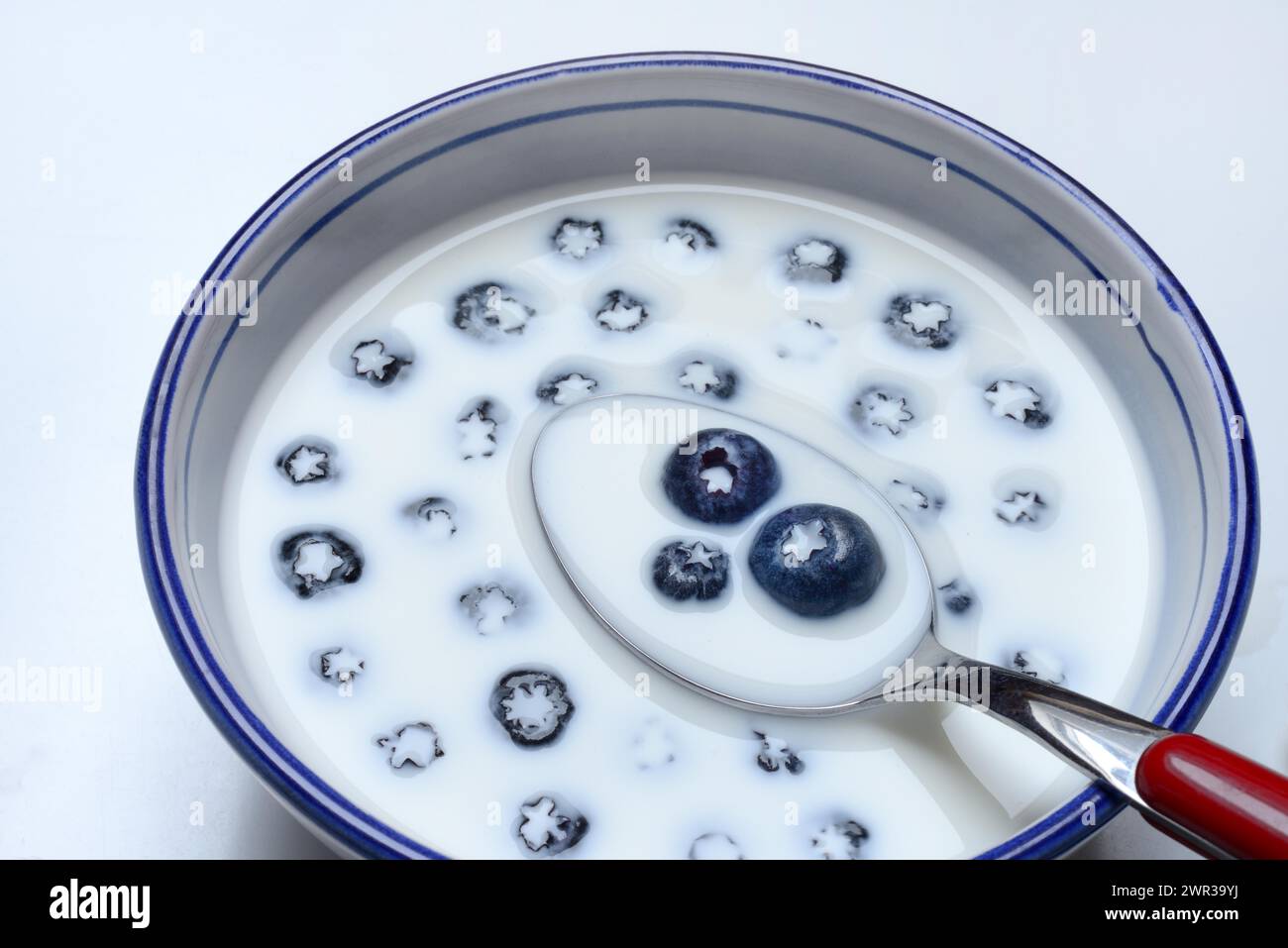 Blueberries with milk in skin Stock Photo