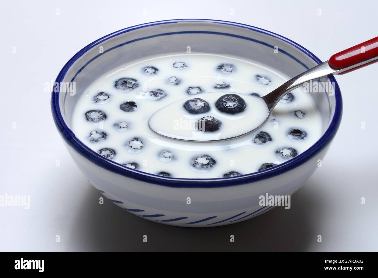 Blueberries with milk in skin Stock Photo