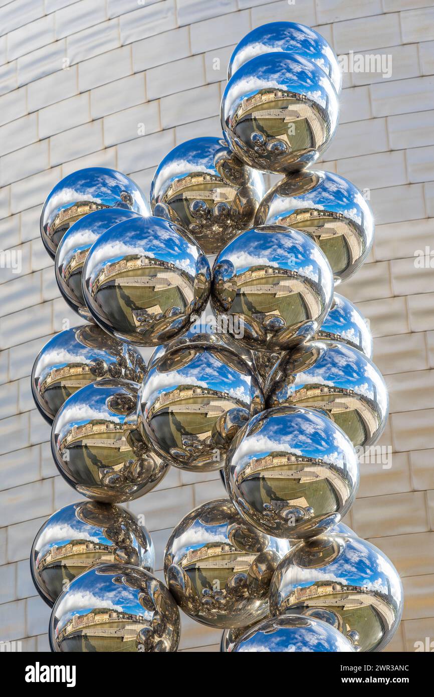 work of art tree with chrome metallized spheres, work by artist Anish ...