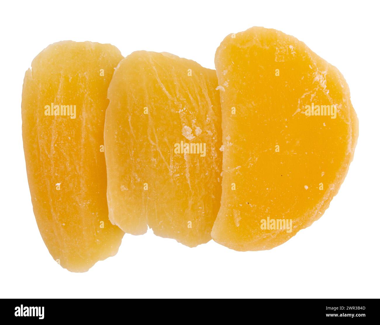 dried mango fruit isolated on white background with clipping path, top view Stock Photo