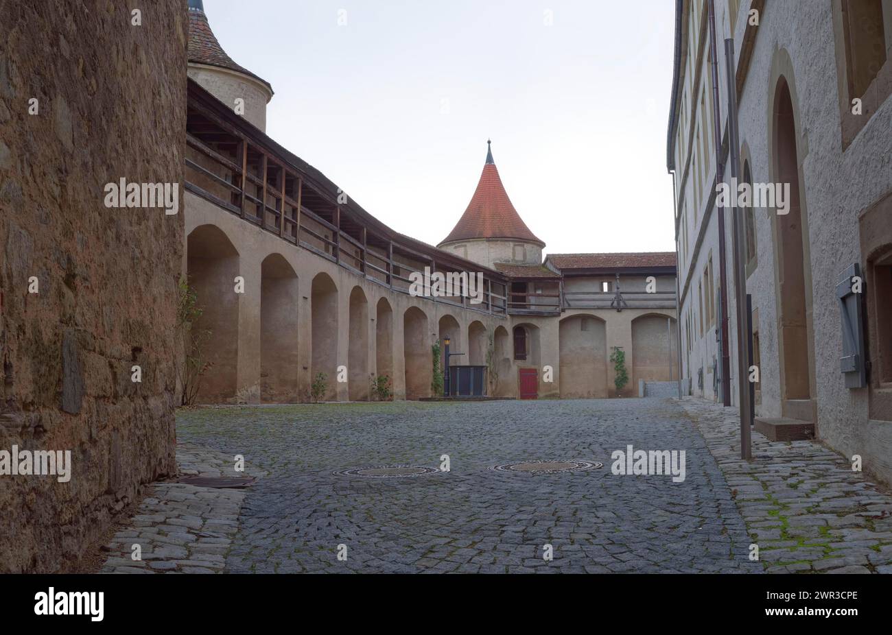 Historic battlements, Grosscomburg, Comburg, Benedictine monastery ...