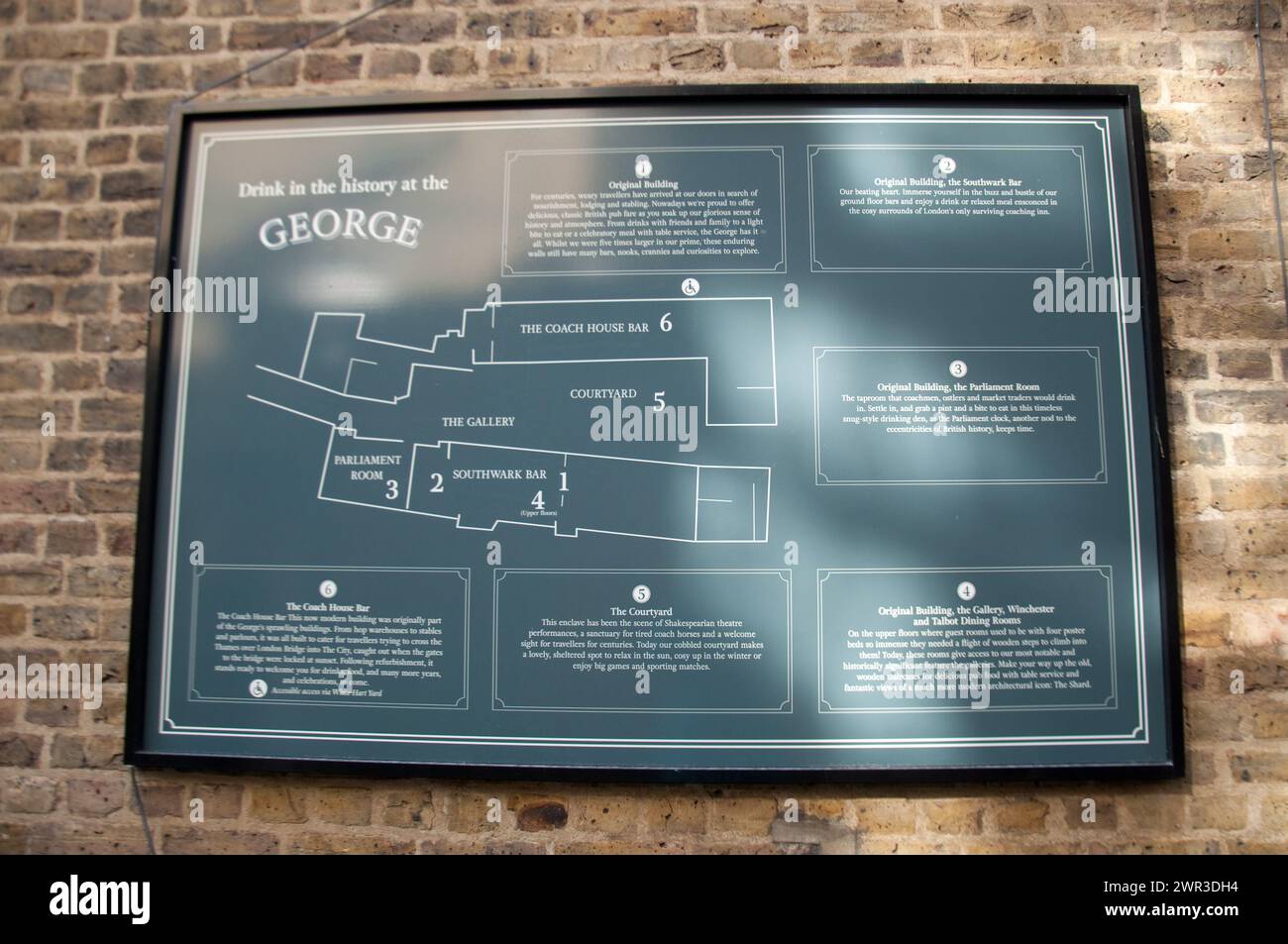 Layout of the George Inn, Southwark, London, UK Stock Photo