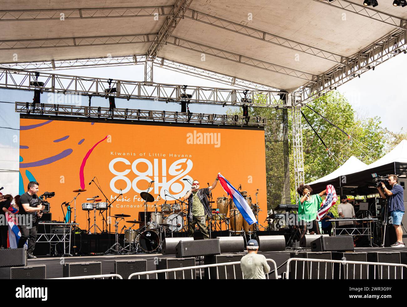 Miami, Florida - March 10, 2024: Calle Ocho: Cuban festival in Little