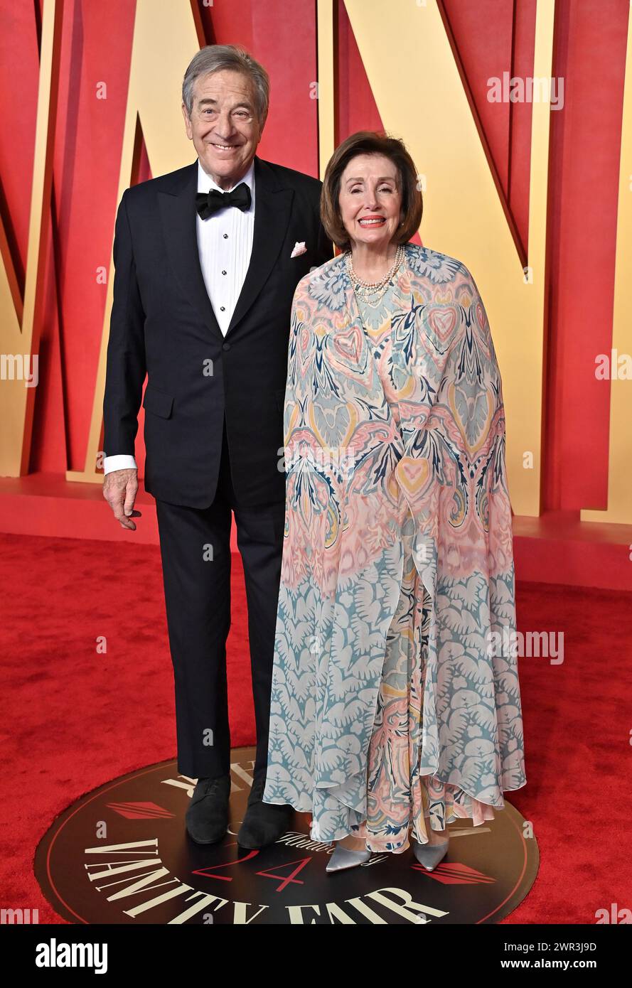 Beverly Hills, USA. 10th Mar, 2024. Paul Pelosi and Nancy Pelosi arriving at the Vanity Fair Oscar Party held at the Wallis Annenberg Center for the Performing Arts on March 10, 2024 in Beverly Hills, CA. © OConnor-Arroyo/AFF-USA.com Credit: AFF/Alamy Live News Stock Photo