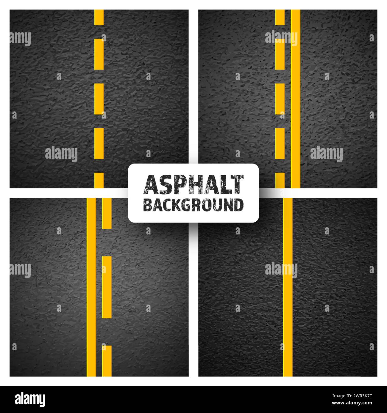 Asphalt road with yellow lane marking, concrete highway surface, texture. Street traffic line
