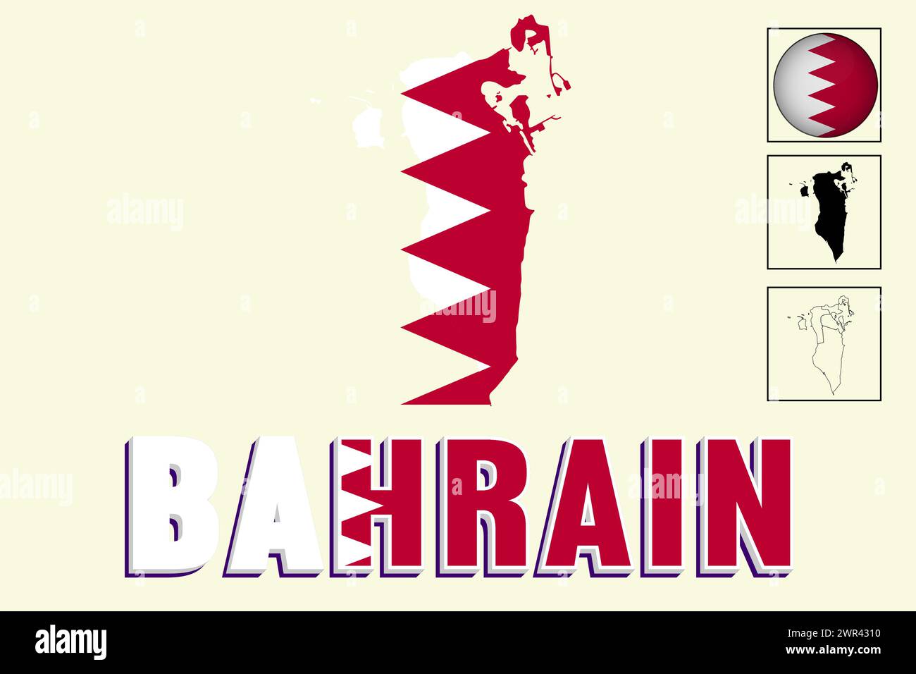 Bahrain flag and map in vector illustration Stock Vector Image & Art ...