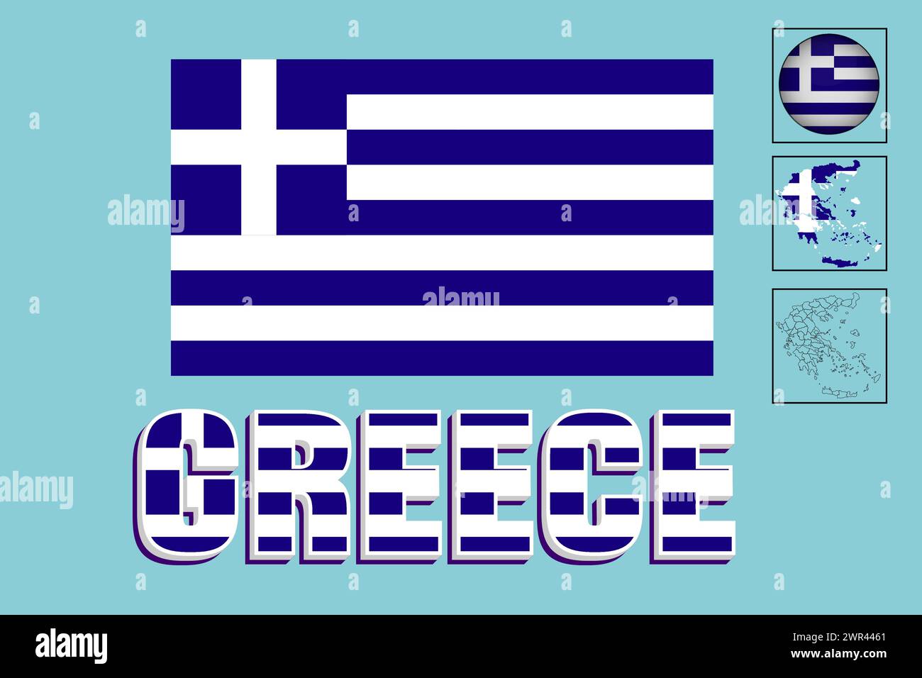 Greece flag and map in vector illustration Stock Vector