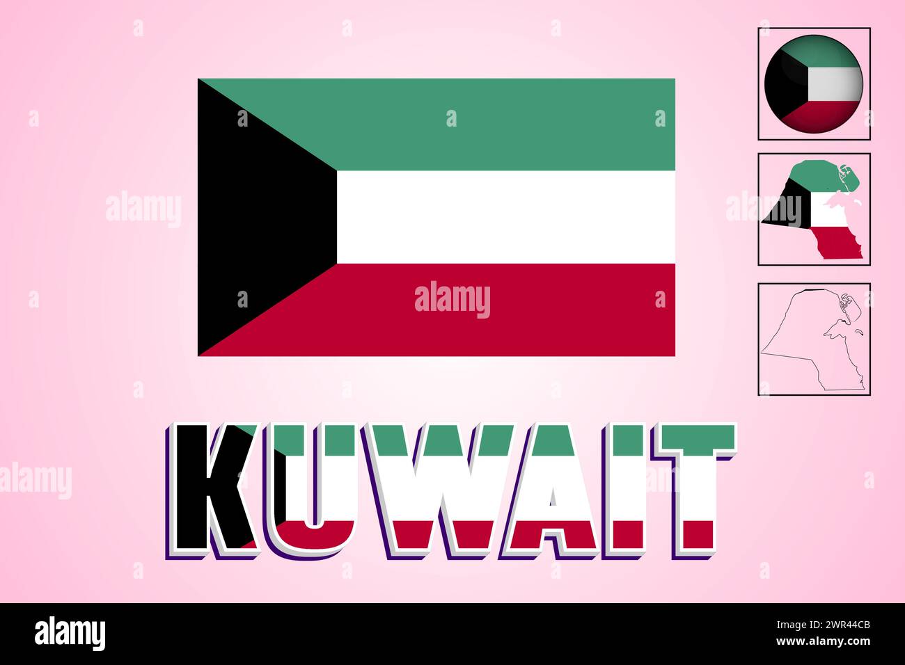 Kuwait flag and map in vector illustration Stock Vector Image & Art - Alamy