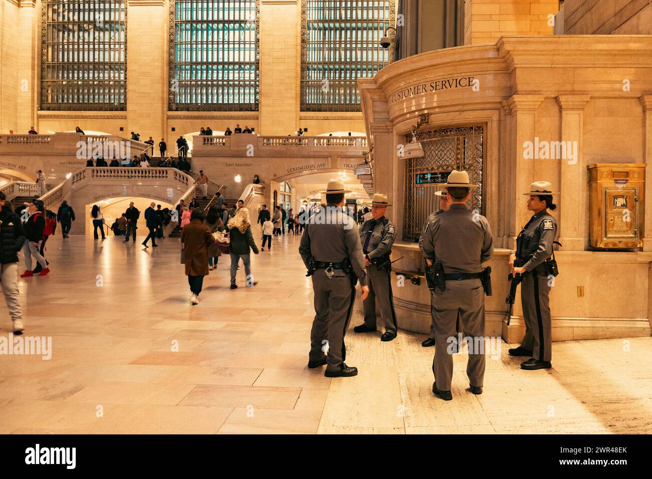 New York State Police are seen patrolling Grand Central Terminal in