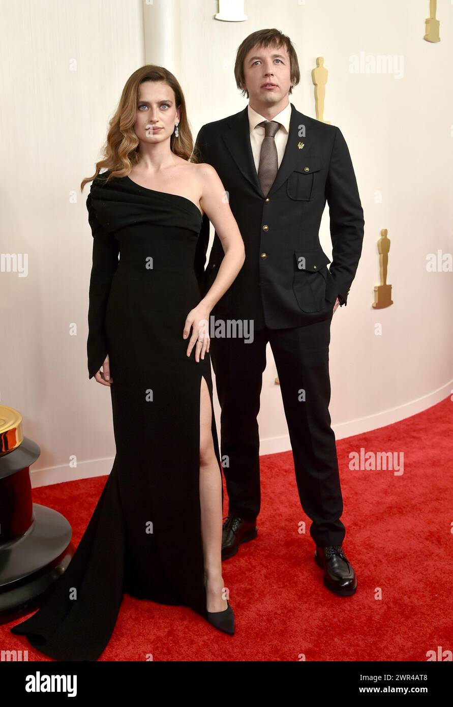 Vasilisa Stepanenko, left, and Evgeniy Maloletka arrive at the Oscars ...