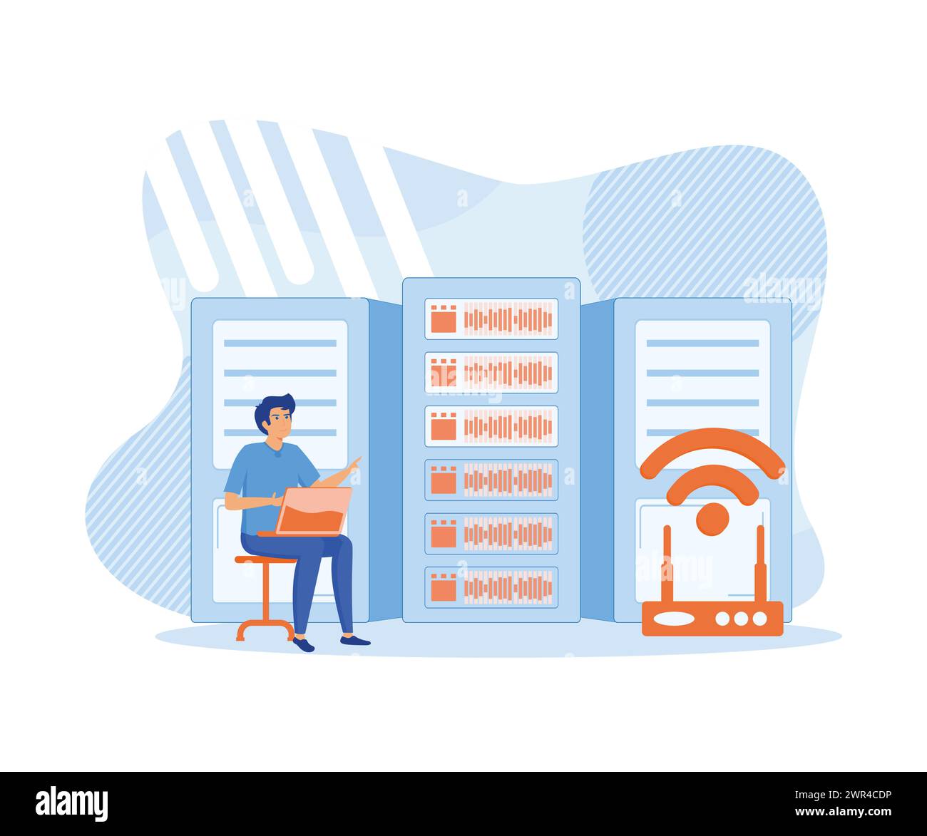 Server Security and Data Protection Concept. flat vector modern illustration Stock Vector