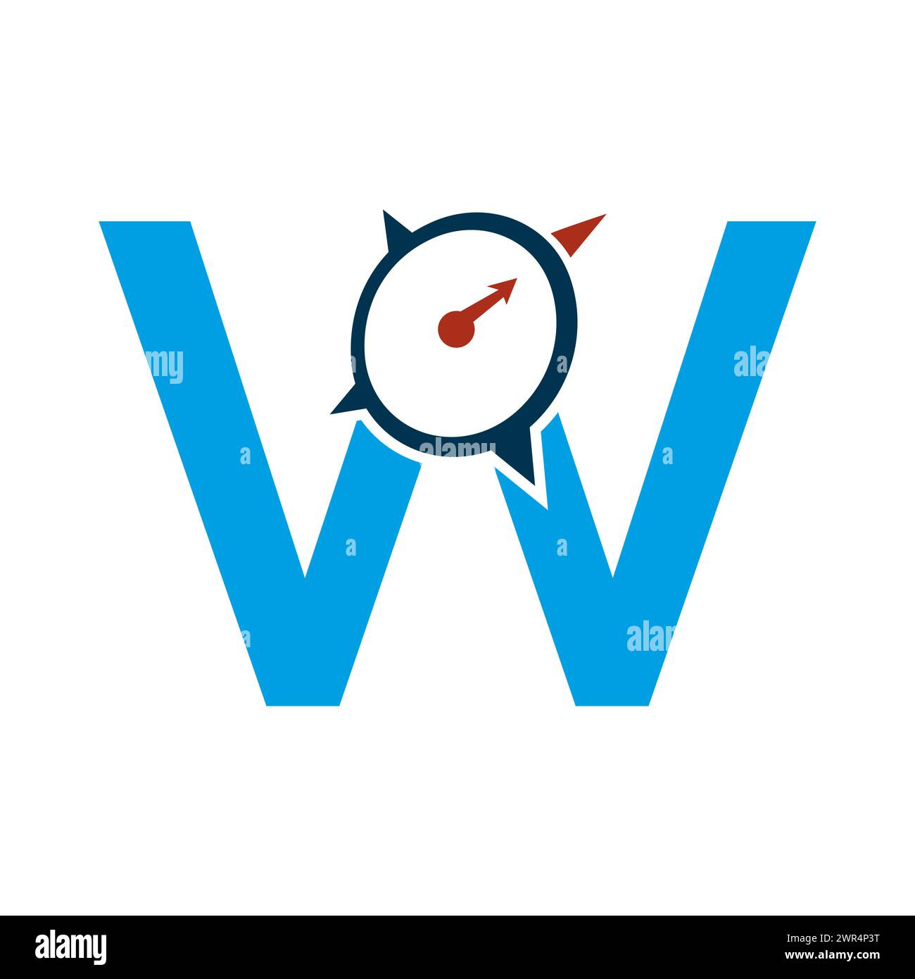 Letter W Navigator Compass Symbol Vector Template Stock Vector