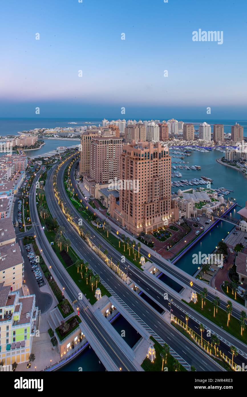 Aerial view of Peral Qatar Porto Arabia Doha Stock Photo - Alamy