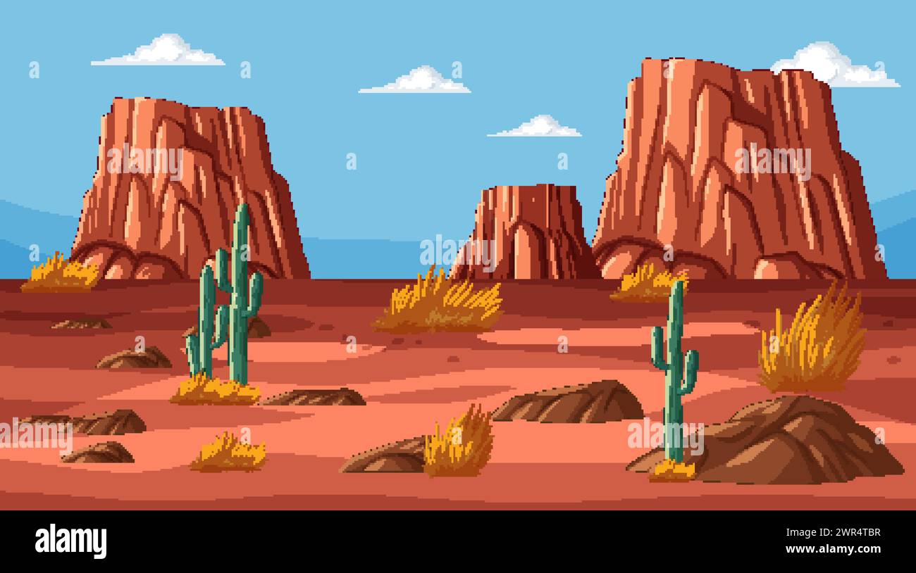 Vector illustration of a serene desert scene Stock Vector