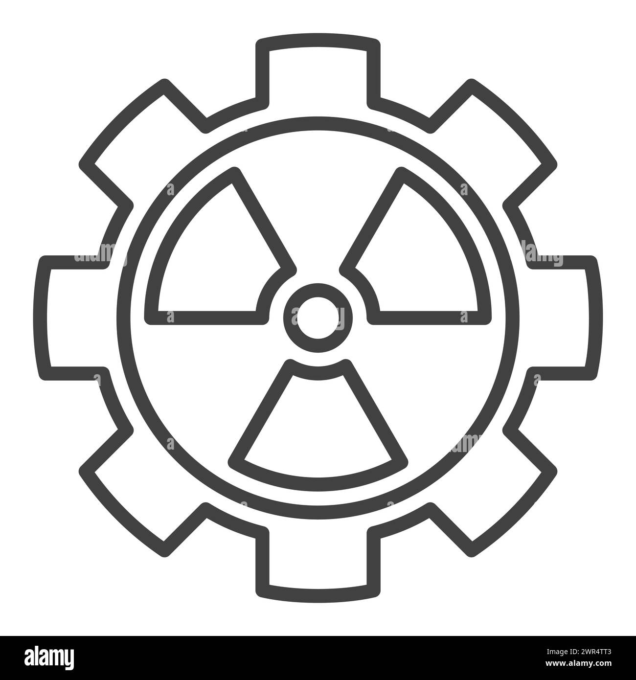 Radiation inside Gear vector concept outline icon or symbol Stock Vector