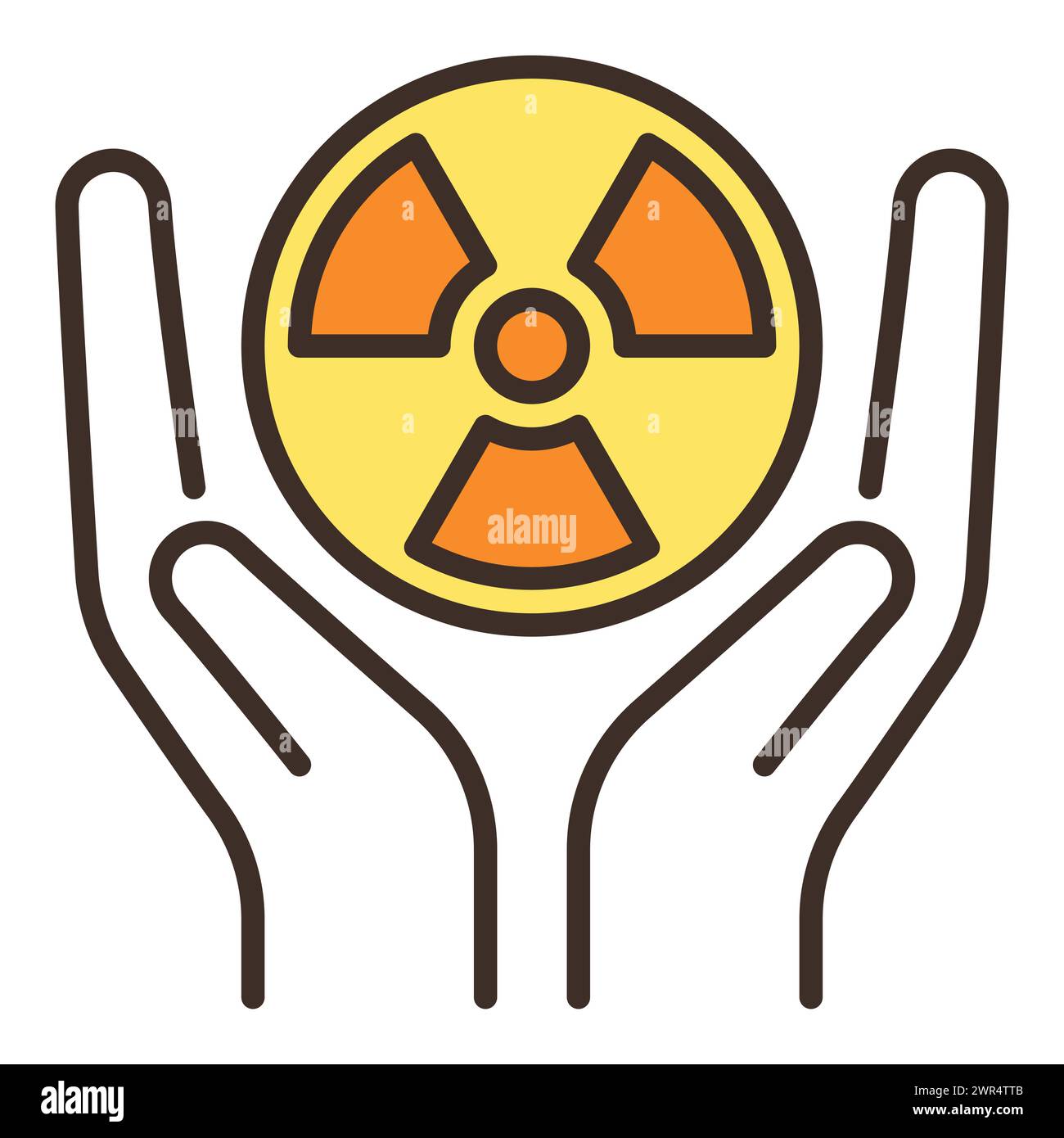 Hands with Radiation sign vector concept colored icon or logo element Stock Vector
