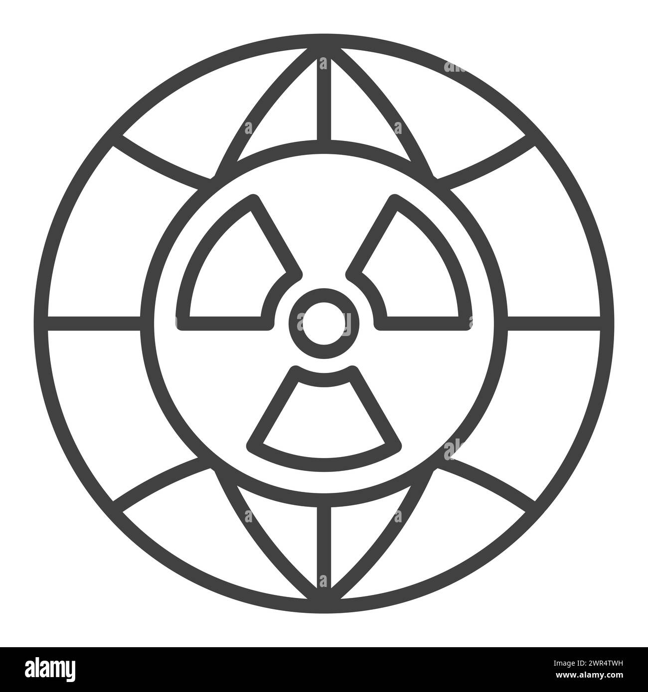 Earth Globe with Radiation symbol vector concept icon or sign in thin ...