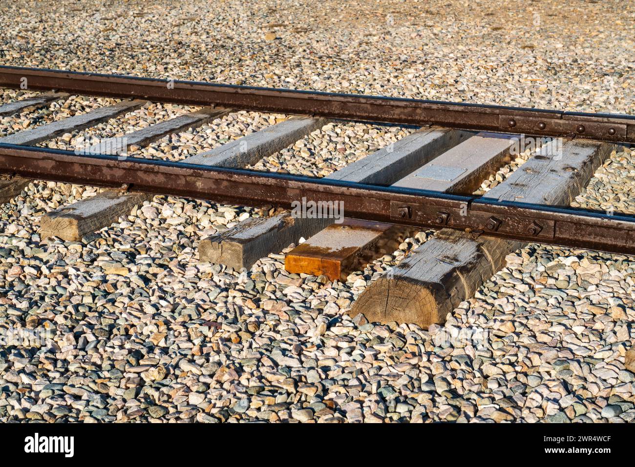The Historic Train Tracks and Rails at Golden Spike National Historic Site, Utah, USA Stock Photo