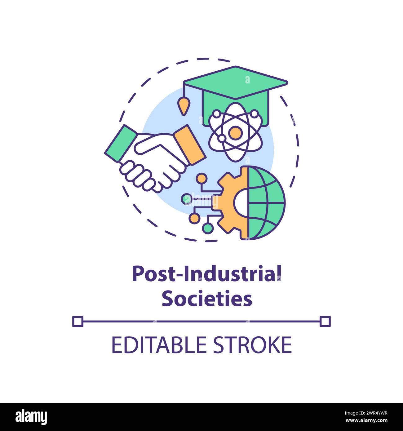 Post industrial societies multi color concept icon Stock Vector
