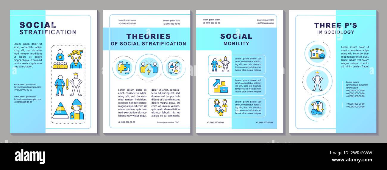 Social stratification blue gradient brochure template Stock Vector