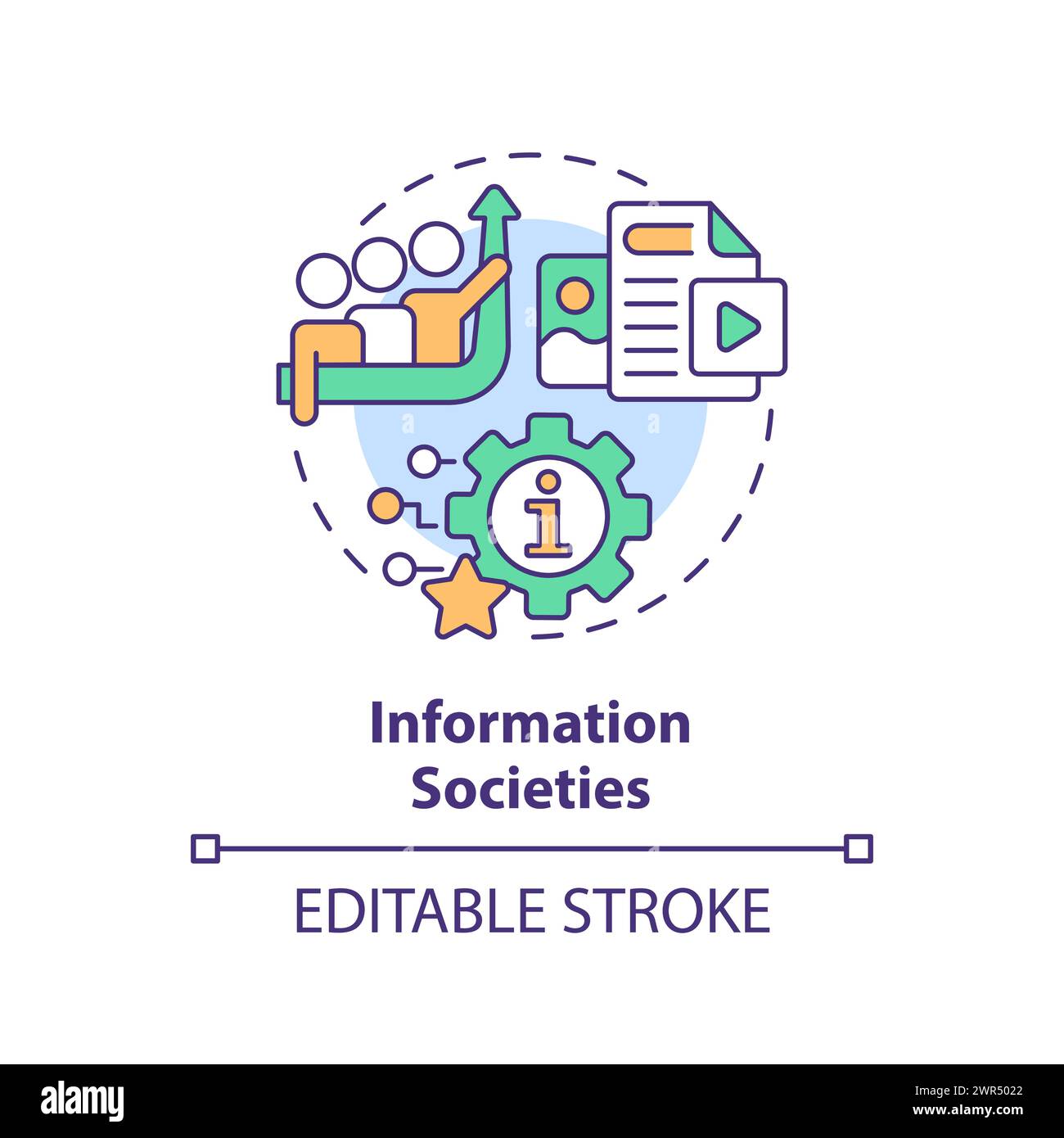 Information societies multi color concept icon Stock Vector