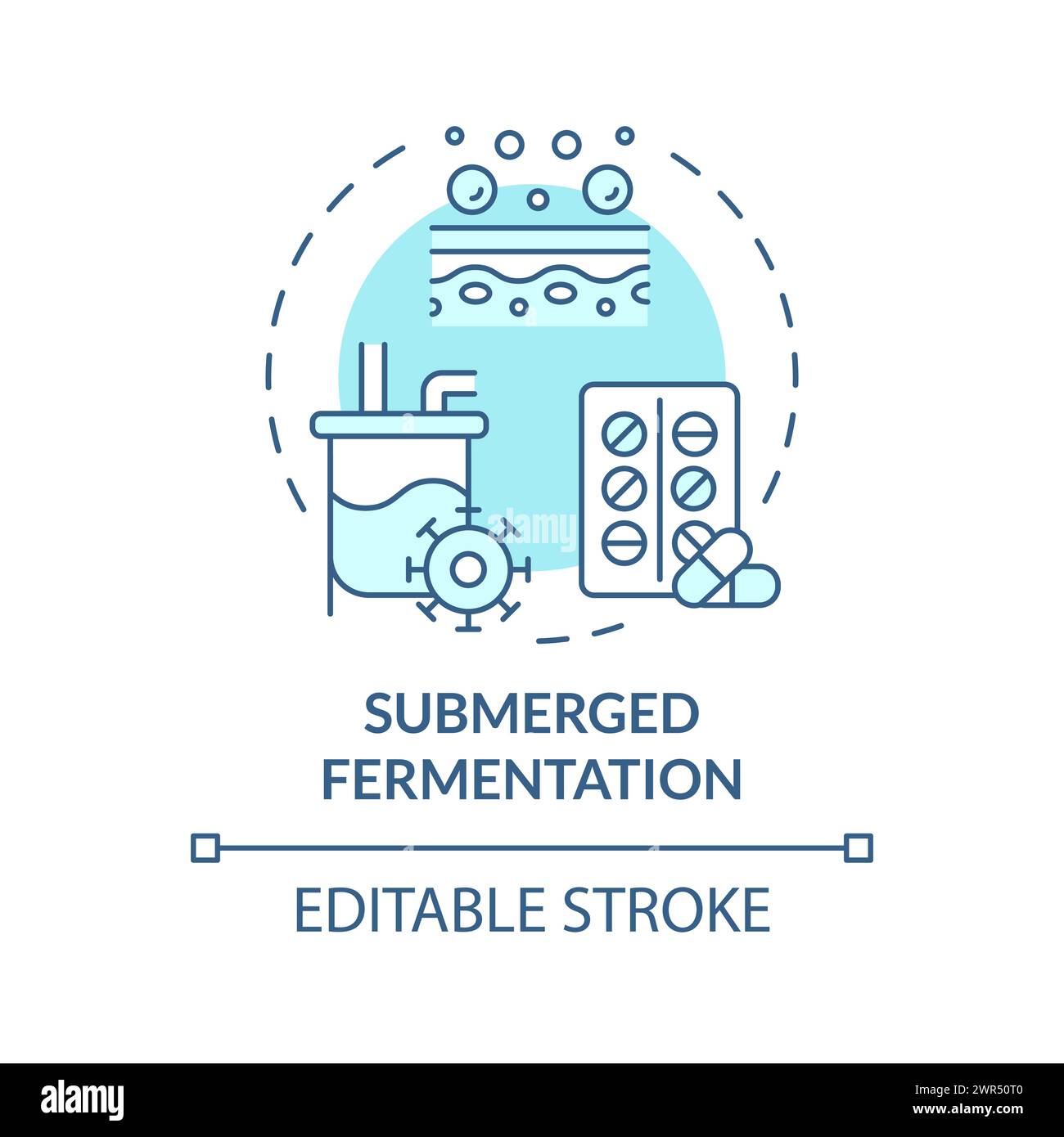 Submerged fermentation soft blue concept icon Stock Vector