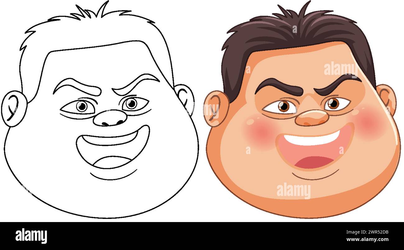Two stages of a character, from sketch to color Stock Vector Image ...