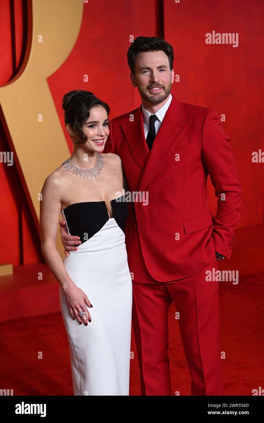 Alba Baptista and Chris Evans attending the Vanity Fair Oscar Party ...