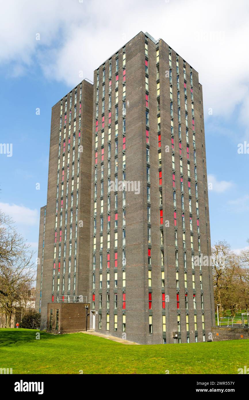 High rise tower blocks student accommodation, South Towers,  University of Essex, Colchester, Essex, England, UK Stock Photo