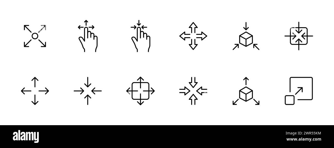 Mouse set icon. Scatter, full screen, focus, move, picture in picture ...