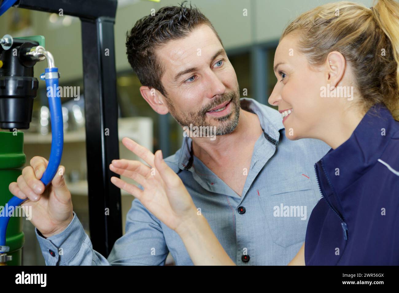 Happy Inspection Cycle Man tablet happy inspection hi-res stock photography and images - Alamy