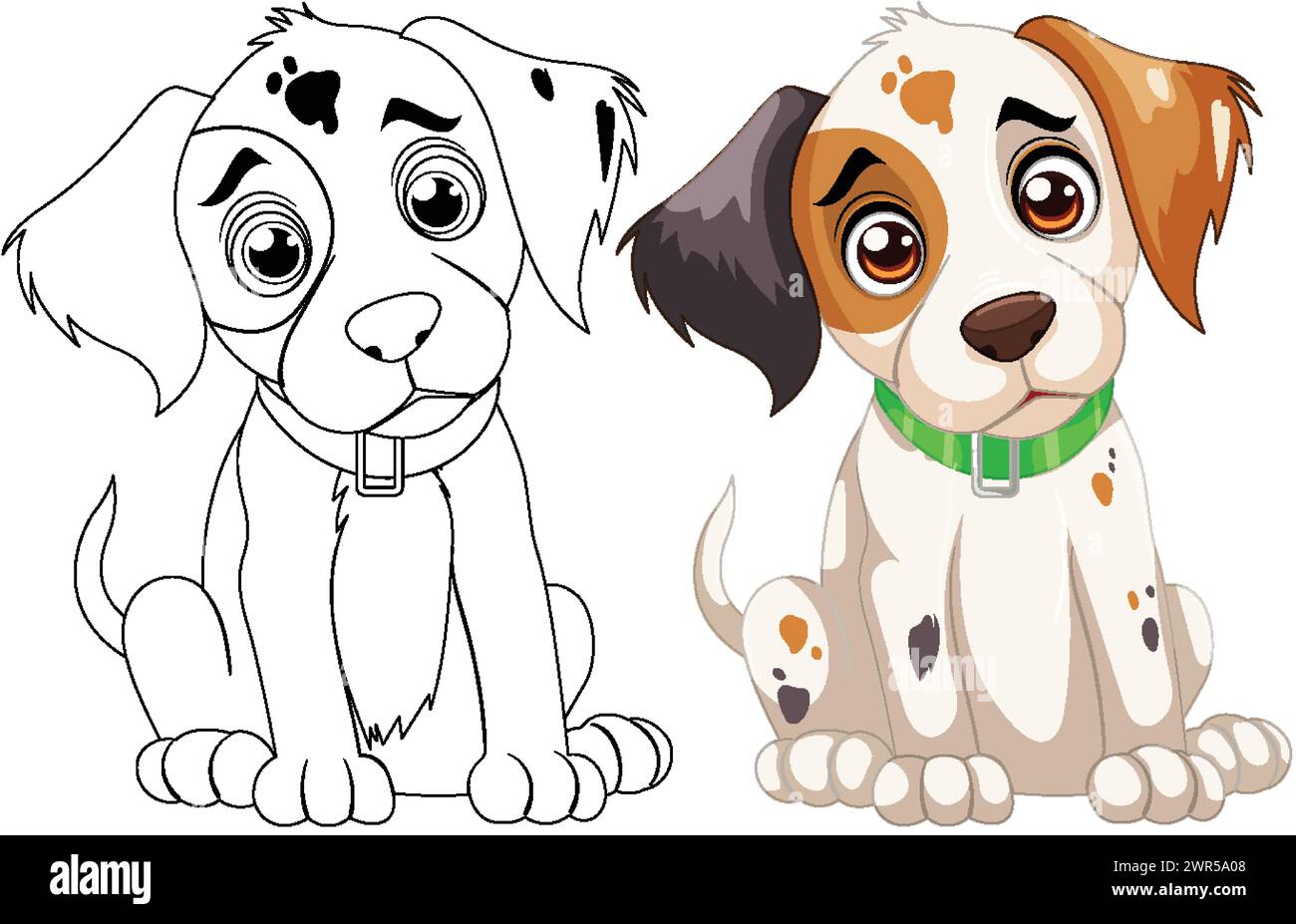 Vector illustration of a puppy in two stages Stock Vector Image & Art ...