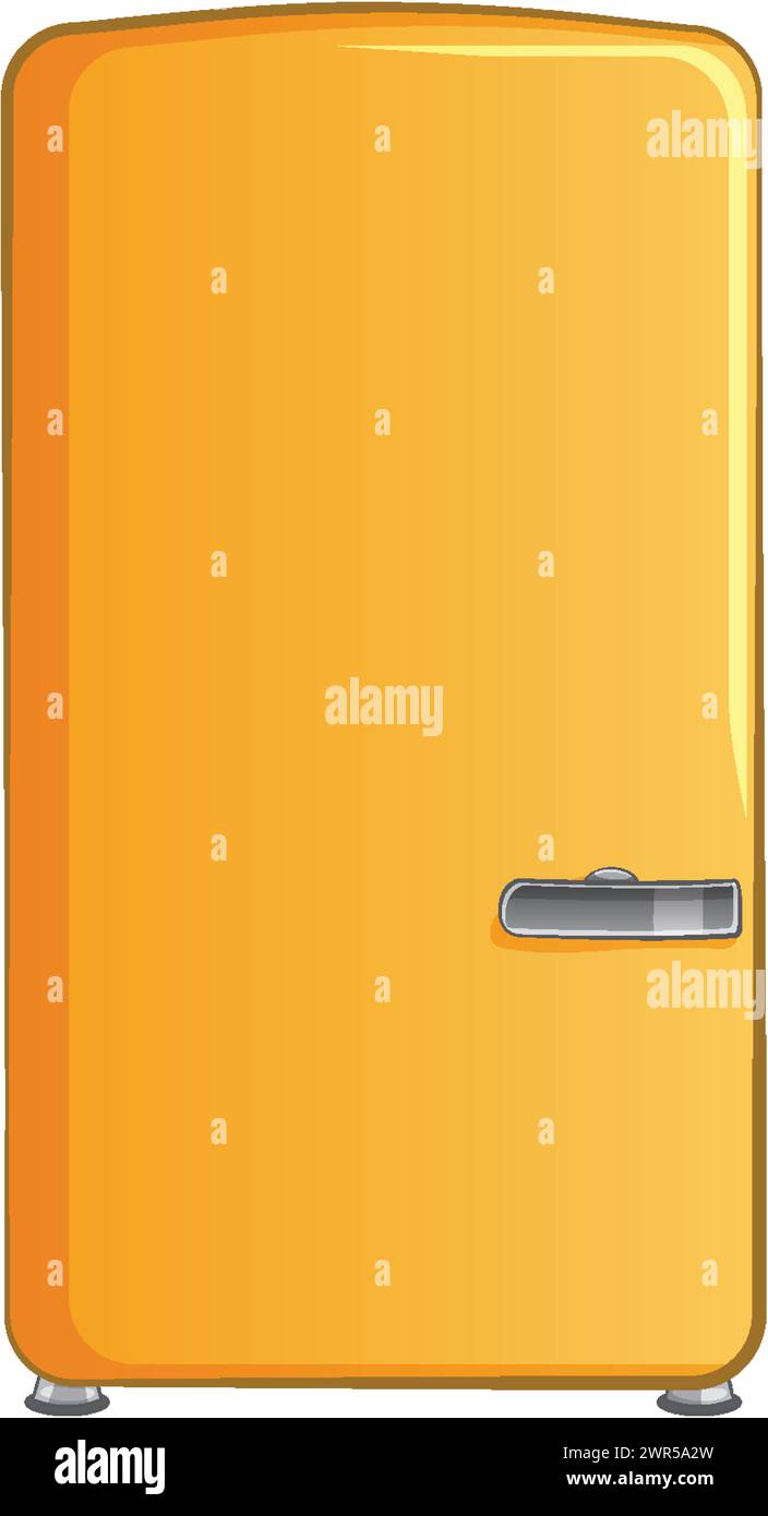 Retro-style fridge with a vibrant orange finish Stock Vector