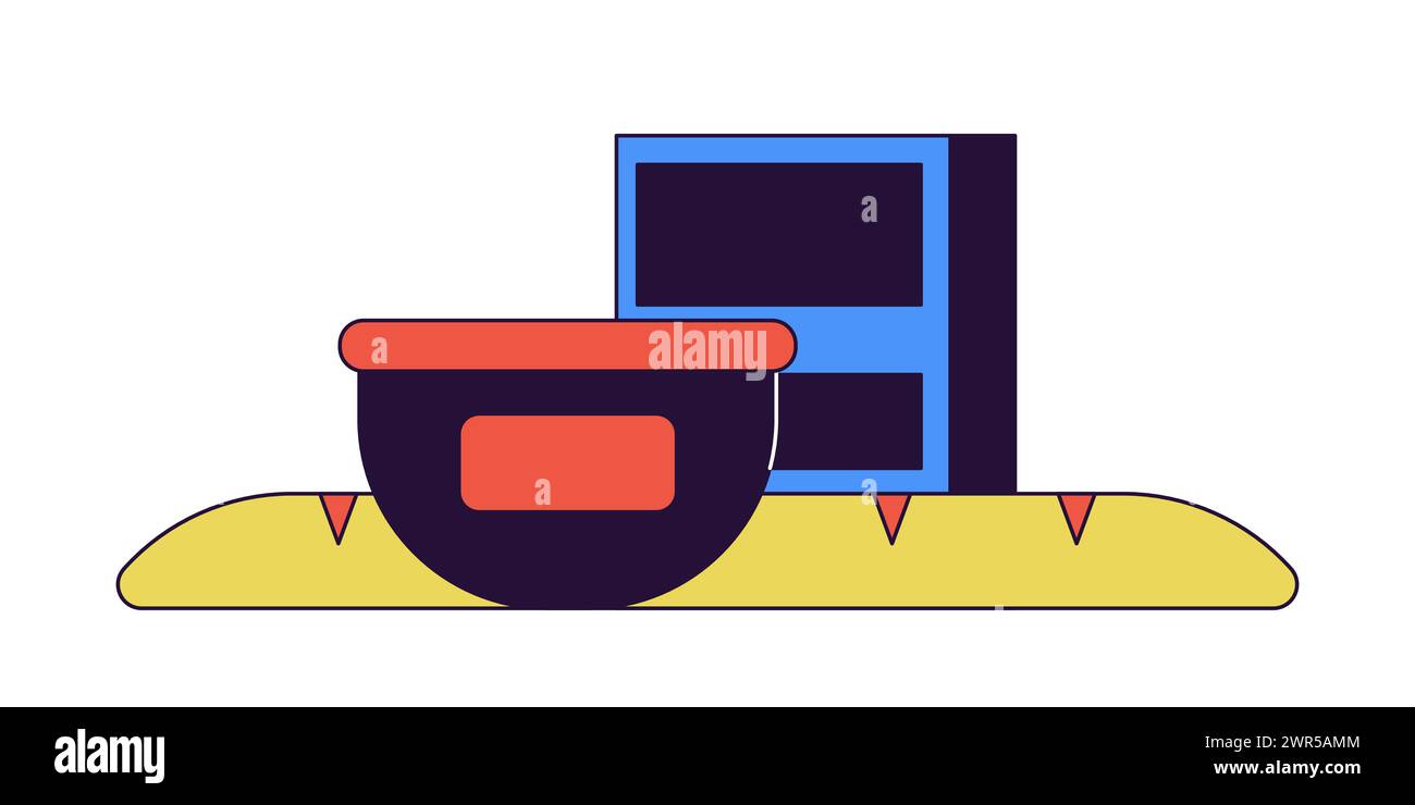Checkout grocery 2D linear cartoon object Stock Vector