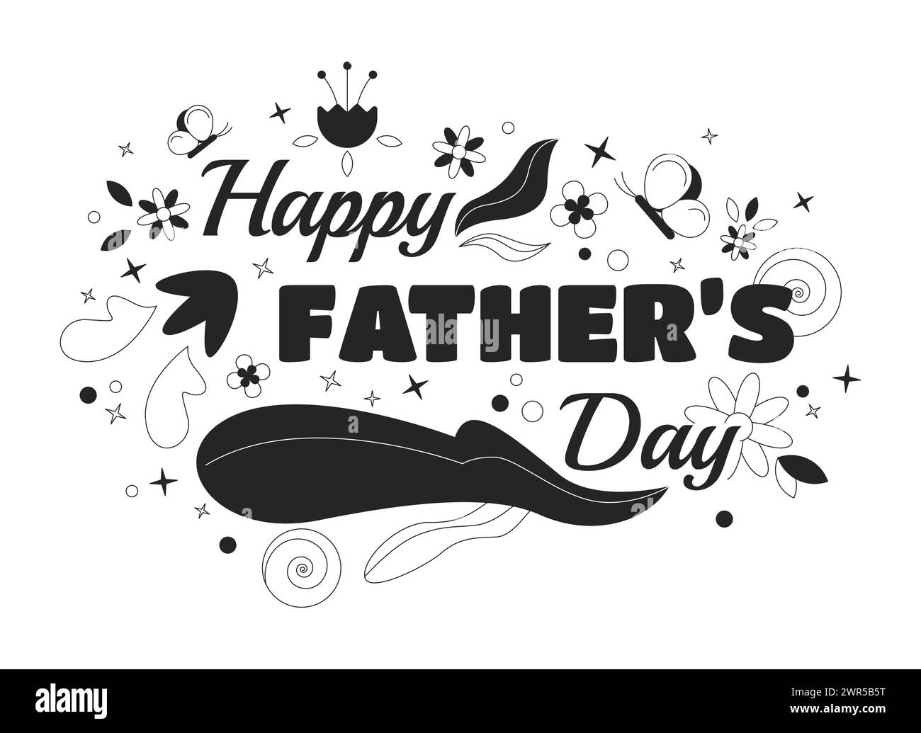 Happy father day black and white 2D illustration concept Stock Vector ...