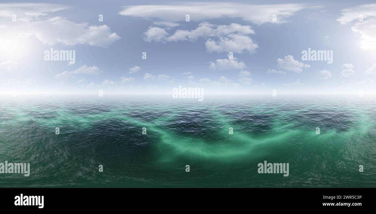 Vast water body encircled by clouds 360 panorama vr environment map ...