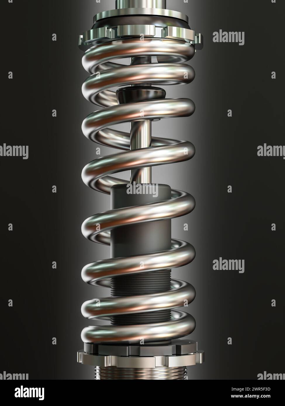 3d rendering of a highly detailed metal coil spring with a sleek design Stock Photo