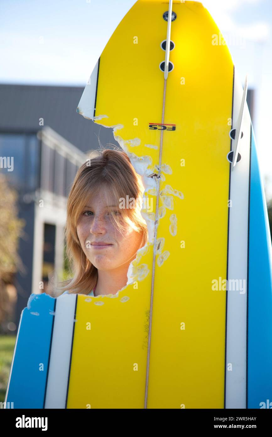 Hannah Mighall, who was attacked by a great white shark in Jan' 09, Tasmania Stock Photo