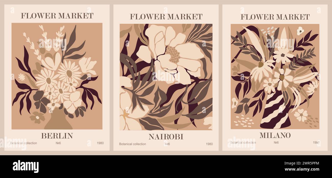 Set of abstract Flower Market art posters Stock Vector Image & Art - Alamy