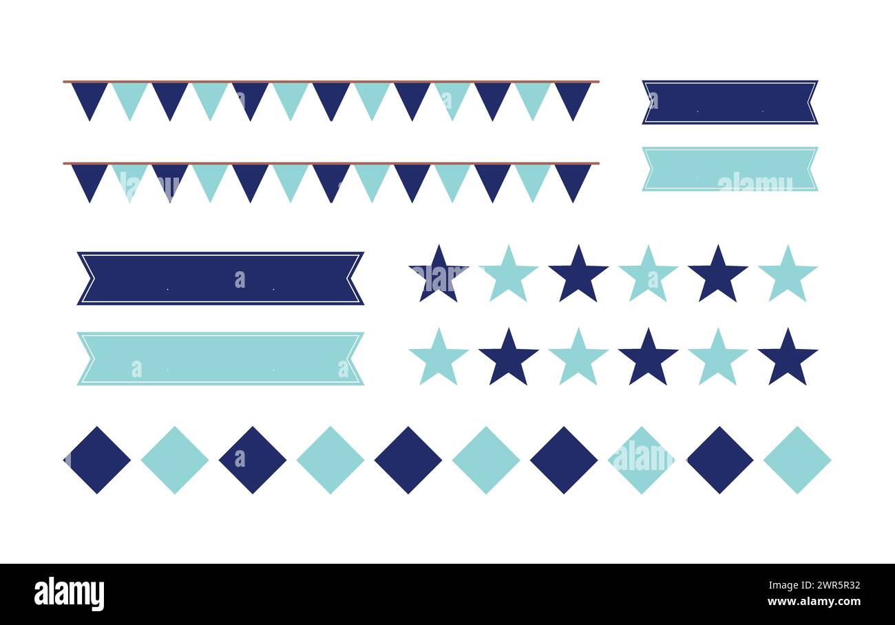 Set of stickers of different shapes. Trendy bookmarks set. School, college set. Stationery. Notes. Star shaped stickers collection illustration Stock Photo