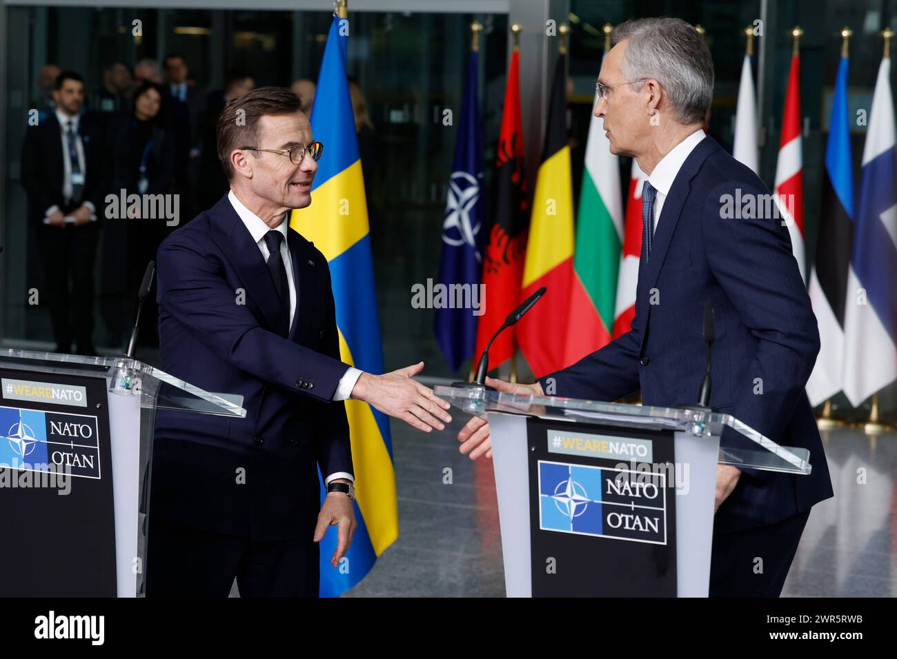 NATO Secretary General Jens Stoltenberg, right, and Sweden's Prime ...
