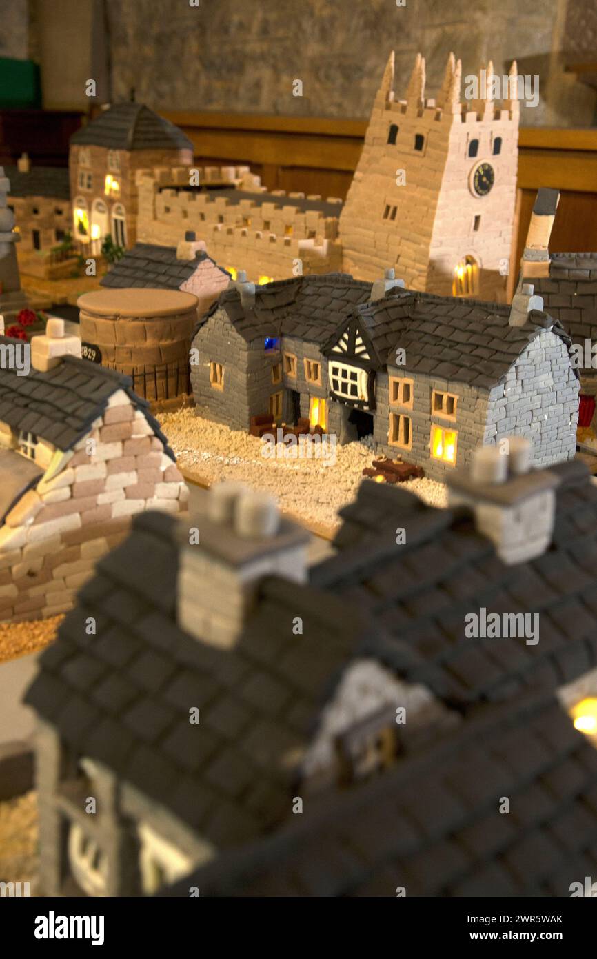 07/12/16  Cake Village  In this incredibly detailed replica of a small Peak District village, everything is edible, from the baubles on the Christmas Stock Photo
