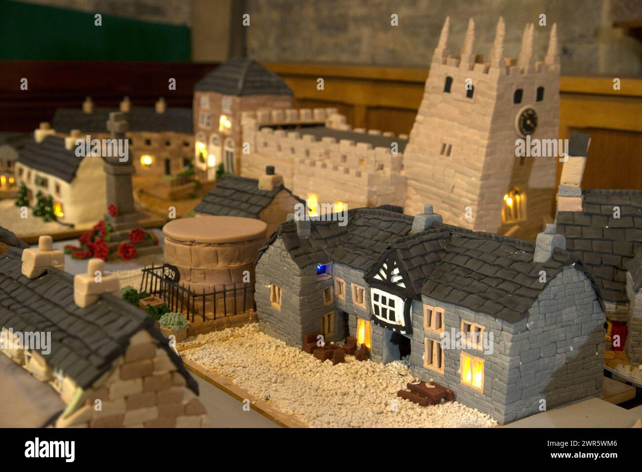 07/12/16  Cake Village  In this incredibly detailed replica of a small Peak District village, everything is edible, from the baubles on the Christmas Stock Photo