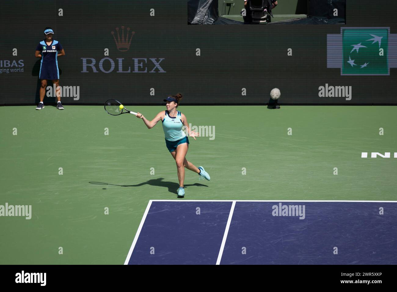 Indian Wells, California, USA. 10th Mar, 2024. Linda Noskova (CZE) was defeated by Iga Swiatek (POL) 4-6, 0-6 in the third round of the BNP Paribas Open at the Indian Wells Tennis Garden in Indian Wells, California. © Mal Taam/TennisClix/CSM (Credit Image: © Mal Taam/Cal Sport Media). Credit: csm/Alamy Live News Stock Photo